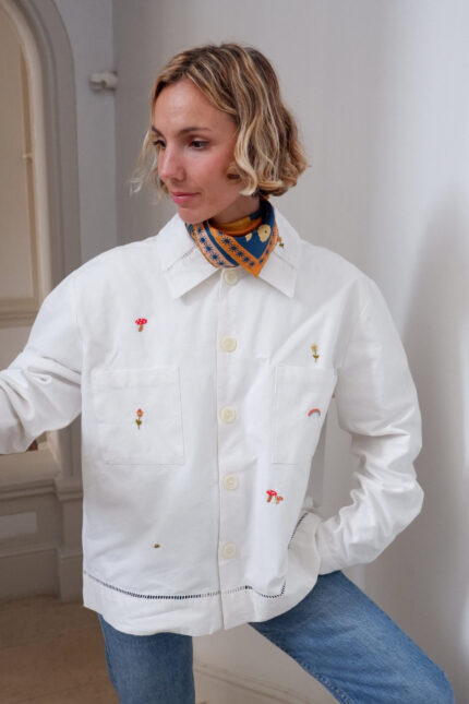 Mushroom & Flowers Embroided Shirt