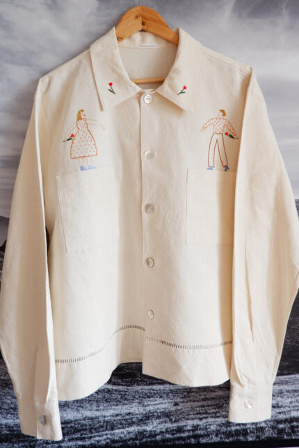 Red Tulips Embroided Shirt